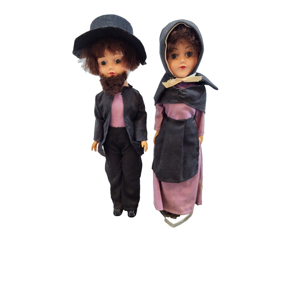 Vintage Knickerbocker Amish Doll Pair 11” Boy Girl Lancaster PA Box 1950s